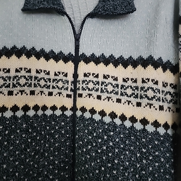 Susquehannah Trail Outfitters Women's Size Large Full Zip Cardigan Cream Blue - Picture 4 of 6